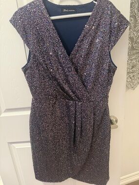 Purple Sequin Wrap Mini Dress